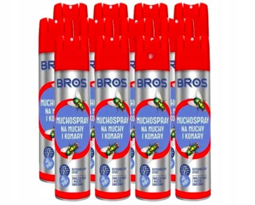 BROS MUCHOSPRAY zur Bekämpfung von Fliegen und Mücken, 400 ml, 12er Pack