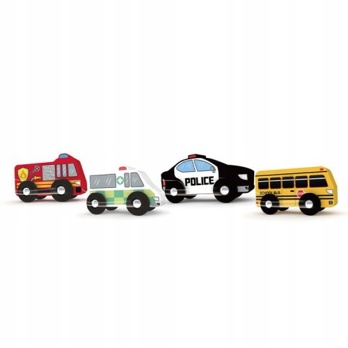  4 J'Adore-Holzfahrzeuge – City Service Cars-Set