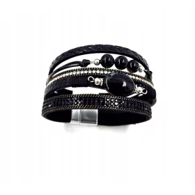  Armband mit Magnetband aus schwarzem Stein