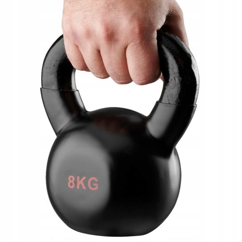  KETTLEBELL 8 kg Gusseisen Hantel Fitnessball Gewicht gummiert schwarz