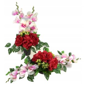    SET AUS KREATIONEN MIT KÜNSTLICHEN BLUMEN. SET AUS VASE, SCHÜSSEL, SLADOLIOS, PFINGSTROSEN