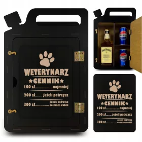   GESCHENKKANISTER BAR MIT GRAVUR TIERARZT PREISLISTE DANKESCHÖN GESCHENK