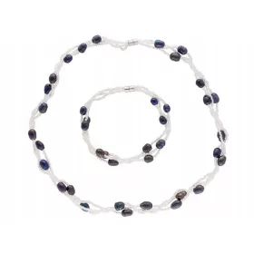    Set aus Halskette + Armband mit natürlichen dunklen und Toho-Perlen