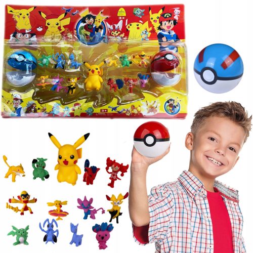  POKEMON-FIGUREN FIGUR 13 STÜCK + 2x POKEBALL BALL GROSSES SPIELSET