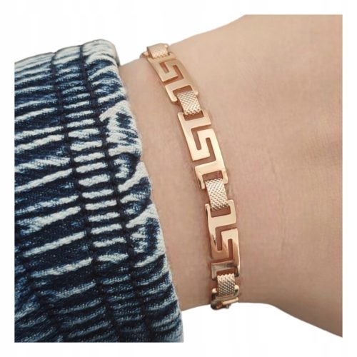  Breites Damenarmband aus Chirurgenstahl, Gold, griechisches Muster, als Geschenk
