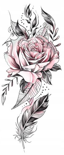  Temporäres Damen-Tattoo, waschbar, Rosenblüten, Pflanzen, Federn wie echt