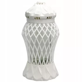    Große Grabkerze, weiße durchbrochene Laterne, Glamour-Vase aus Buntglas, 37 cm