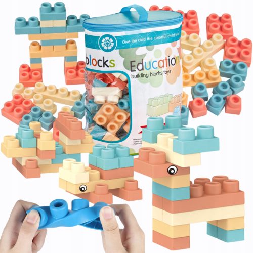  WEICHE GUMMIBLÖCKE, SENSORISCH, KONSTRUKTION, GROSS, XXL-Set, 96-tlg.