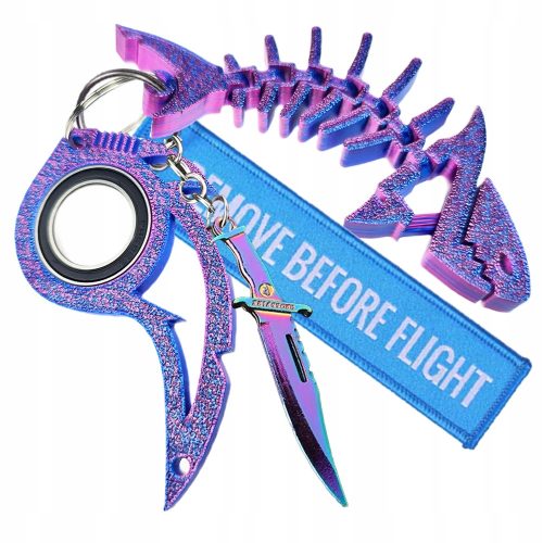  Schlüsselanhänger Anti-Stress-Spinner Keyrambit + Shark Key