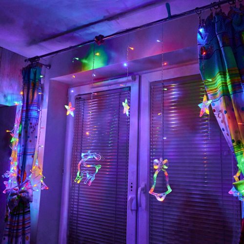  LED-Rentier-Vorhangbeleuchtung, 2,5 m, 138 LEDs, mehrfarbig