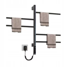    Elektrischer Badheizkörper 180° drehbar Schwarz SIOYIE 675x415 mm