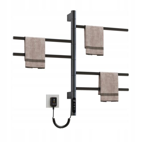 Elektrischer Badheizkörper 180° drehbar Schwarz SIOYIE 675x415 mm