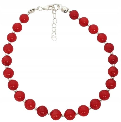  925 SILBER SILBERARMBAND MIT KORALLE, ROTE KORALLE, 21 CM