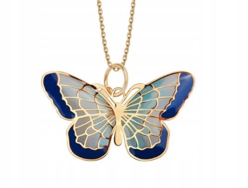  Blauer Schmetterlingsanhänger aus 585er Gold