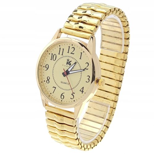  Goldene Oma-Uhr mit großen Zahlen auf einem elastischen Band