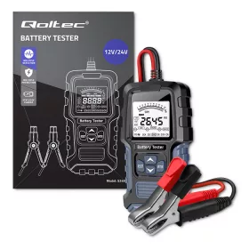    Qoltec Digitaler Batteriemessgerät-Tester mit LCD-Display, 12 V, 24 V, 3 Ah – 400 Ah