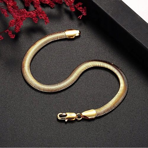  Armband mit Schlangenmuster, 18 Karat vergoldet, 6 mm, 20 cm + gratis