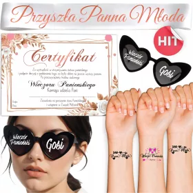    BRÜCKENPARTY-SET HOCHZEITSSCHÄRPE + ZERTIFIKAT + BRILLE + TATTOOS Z8