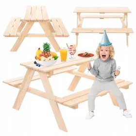    Picknicktisch mit Bänken Kinder Gartenbank Gartentisch 1-5 Jahre ECO