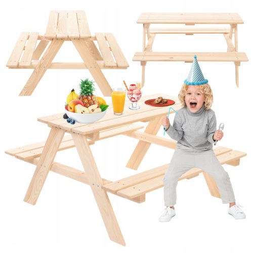  Picknicktisch mit Bänken Kinder Gartenbank Gartentisch 1-5 Jahre ECO