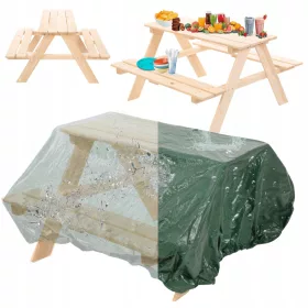    Picknicktisch mit Bänken, Kinder-Gartenbank, Tischauflage, 1-5 Jahre, ECO