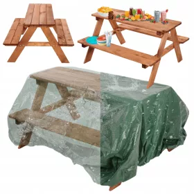    Picknickbank Tisch mit Abdeckung Gartentisch mit Bank Kinder 1-5l EKO