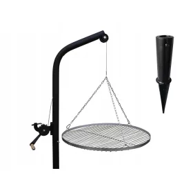    Grill Dreibein Garten Lagerfeuer Kran mit Griff Auslegerrost 70 INOX