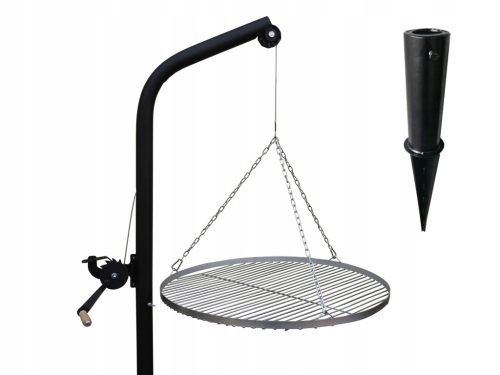  Grill Dreibein Garten Lagerfeuer Kran mit Griff Auslegerrost 70 INOX