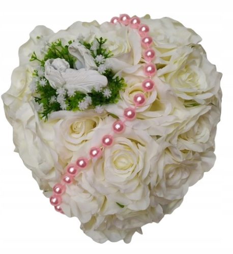  Herzdekoration, Blumenstrauß für das Grab eines Mädchens, Rosen, Engelsperlen