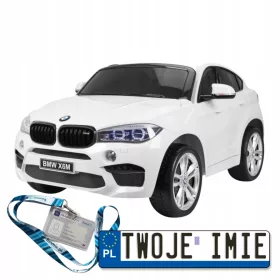    BMW X6M XXL für 2 Kinder Weiß + Fernbedienung + Öko-Leder + Sicherheitsgurte + Free Start +