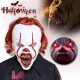  Gruselige Clown-Maske, LED-Latex, Halloween-Kostüm, Joker, rotes Haar