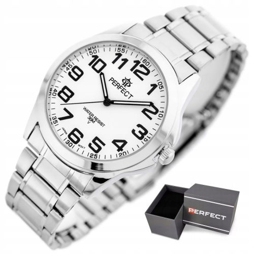  Perfekte Herrenuhr WILSON Silber, lesbare Zahlen + BOX + GRAVUR