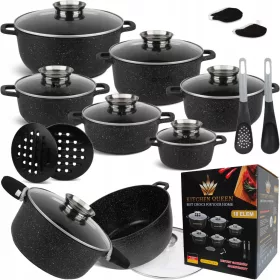  KITCHEN QUEEN PREMIUM Aluminium-Töpfe-Set, 18-tlg.