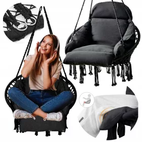    Gartenschaukel groß XXL Nestkissen Hängesessel Schaukel 150kg Boho