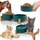  DOPPELTER KERAMIK-HUNDE- UND KATZENNAPF-SET AUF STÄNDER, GRAU, 2x400 ml