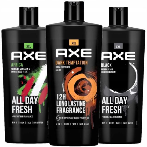  Großes Set Axe Dark Temptation Black and Africa Duschgels 3x 700 ml