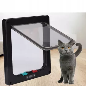    KATZE HUNDEKLAPPE TÜR SCHWARZ 4 MÖGLICHKEITEN ZUM EINTRITT KATZE XL 24,5 x 5,5 x 27,8