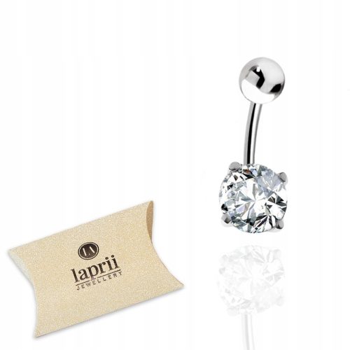  Silbernes Bauchnabelpiercing mit weißem Zirkonia, 925er Silber LAPRII