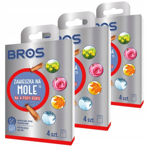 BROS - 3er Set mit je 4 Mottenschutz-Hängern für Kleidung in allen Entwicklungsstadien