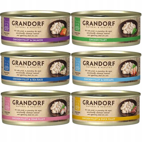  GRANDORF gesundes Nassfutter für Katzen, Geschmacksmischung Huhn 6 x 70g, getreidefrei