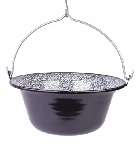  UNGARISCHER EMAILLIERTER HÄNGETOPF 8 L Perfect Home SCHWARZ