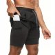  Herren 2-in-1-Shorts mit Leggings, sportlich, Laufen, Fitnessstudio, Schwarz, XL