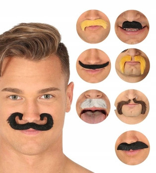  Selbstklebende künstliche Schnurrbärte schwarz braun 6 Stk