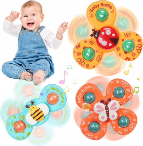  Drehspielzeug mit Saugnapf, 3-teilig, Fingerspinner, Saugnäpfe