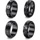  Set mit 4 schwarzen Spinner-Eheringen für Damen und Herren, Edelstahl