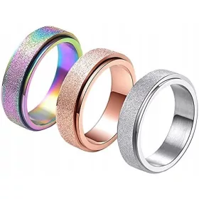    Drehbarer Ehering zur Linderung von Ängsten bei Frauen – 3 Stk. 6 mm Edelstahl
