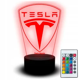    LED Schreibtischlampe Statuette Tesla Logo Model S 3 YX Auto USB Gravur