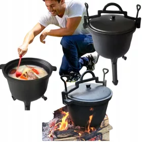    Gusseisentopf zum Braten, Lagerfeuer, Ungarn, Jagdgrill, 8 l, groß