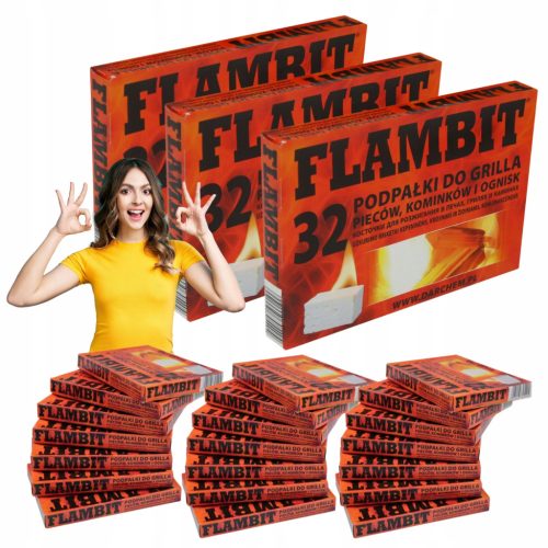  Flambit Anzündwürfel für Kaminofen und Grill, 32 Würfel x 24 Tabletten
