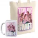  Set bestehend aus einer Baumwolltasche mit Boden zum Einkaufen + einer Taylor Swift Tasse